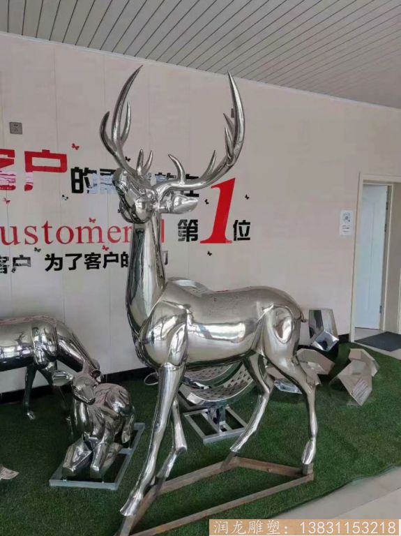 地产不锈钢镜面鹿雕塑 景观小鹿雕塑5