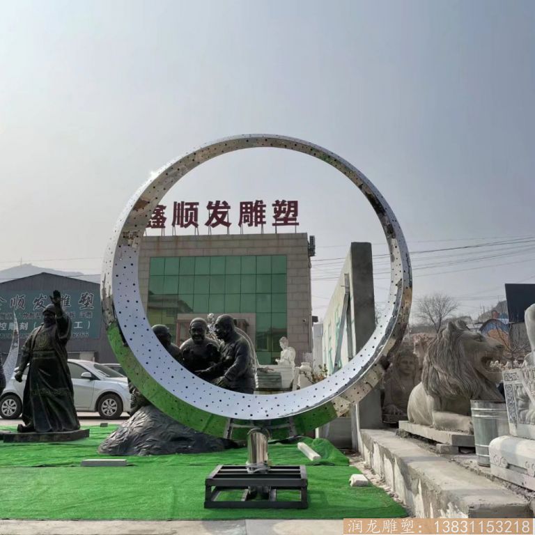 不锈钢圆环雕塑厂家 镜面效果圆环雕塑