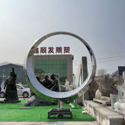 不锈钢圆环雕塑厂家 镜面效果圆环雕塑